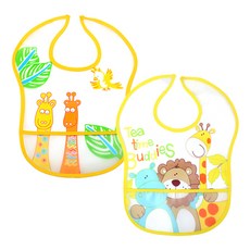 Lion Bear 嬰兒魔術貼防水圍兜 S號, CMCEB318, 2入