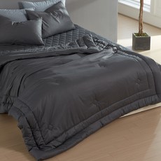 BODRE 40支棉斜紋織薄被, 炭灰色