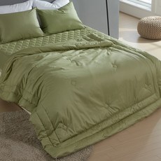 BODRE 40支棉斜紋織薄被, 綠色