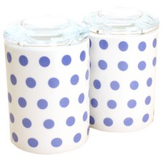 LKmade LKmade彩色點點藍色陶瓷密封調味料罐, 2件