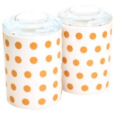 LKmade LKmade彩色點點橘色陶瓷密封調味料罐, 2件