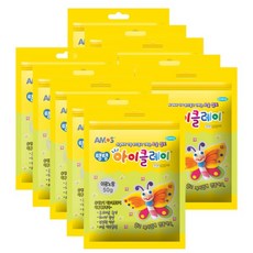 아모스 탱탱 아이 클레이 파우치 10p, 야광노랑, 50g, 10개