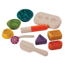 플랜토이즈 친환경 5697 과자 반죽 세트 원목 완구, 혼합 색상, 1개