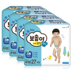보솜이 소프트 슬림 기저귀 남아용, 108매, 특대형(XL)