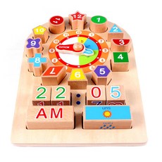 Brandb 益智木製時鐘拼圖, 混色, 18件