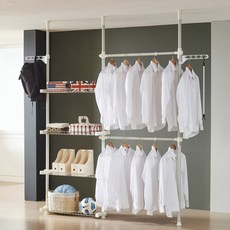 넘버원 38파이 2단행거 4단선반, 화이트