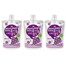 호재준 100% 유기농 스퀴즈 포도 주스, 100ml, 3개