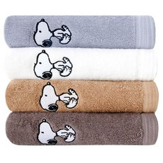 Songwol 松月 史努比40支棉毛巾組 145g, 灰色+象牙白+棕色+深灰色, 1組
