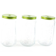 Pasabahce 透明玻璃罐 綠色 3入, 1000毫升, 1個