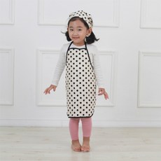 dot RECORD 孩童棉質圓點圍裙+頭巾, 黑色