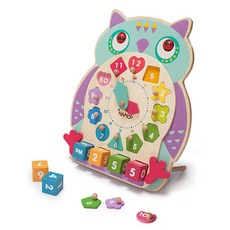 NAMOO 原木貓頭鷹積木時鐘遊戲, 混色, 1個