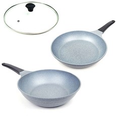 키친아트 벨라스타 매직스톤 3종 세트, 1세트, 후라이팬 28cm + 궁중팬 28cm + 유리뚜껑 28cm