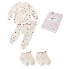 with organic 秋冬嬰兒內衣 + 襪子 2入 + 粉紅盒組