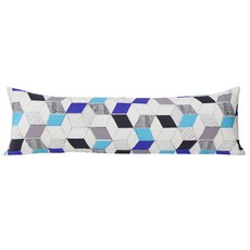 Beau Monde 幾何圖案長型抱枕套, 藍色