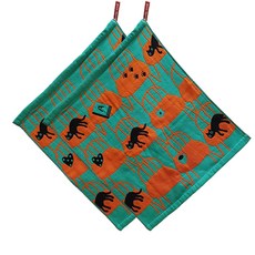 lapezzo 고리 핸드 주방타올 릴렉스캣츠 2p, 그린, 1세트