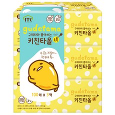 gudetama 3層廚房紙巾 100抽, 100張, 3盒