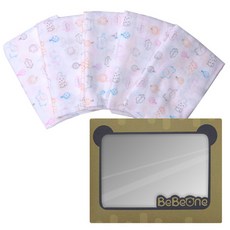 BeBeOne 雙層印花格狀綿紗多用途毛巾組 AA款+盒子, AA款, 5入