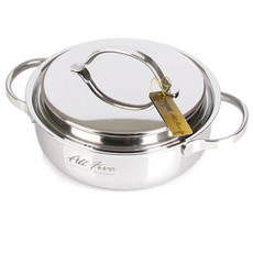 HANIL STAINLESS STEEL All Five雙耳不鏽鋼淺湯鍋+鍋蓋組, 直徑 20 厘米, 單色