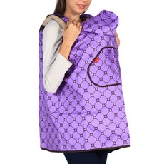 SINBII 多用途格紋防風被兜帽款, 紫色