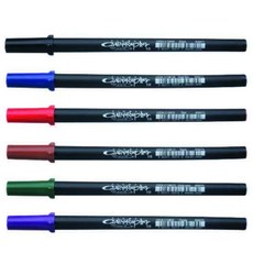SAKURA 書法家筆 6 支裝 10 毫米, 黑色，棕褐色，寶藍色，獵人綠色，紅色，紫色, 1套