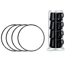 DANSK Coven Style Tea茶4P +步驟4P +杯咖啡咖啡套組, 黑色, 1套