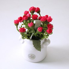 RIVER-GREEN 仿真迷你玫瑰牛奶瓶陶瓷花盆組, 桃紅色, 1個