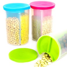 인터팝 3칸 나눔 원형 잡곡 보관통, 랜덤 발송, 1개