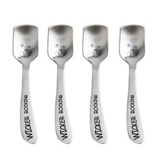 Wicker Rocking 幼兒笑臉印花不鏽鋼冰淇淋勺, 4入, 單色