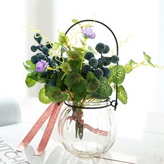 Happy Village 逼真的人造花盆栽, 藍莓, 1個