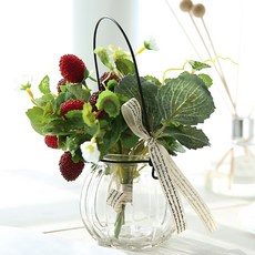 Happy Village 人造花 自然瓶栽, 草莓, 1個