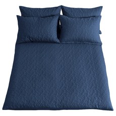 The Zari 絎縫床墊套, 乳白色 海軍藍