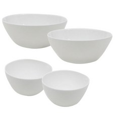 韓國陶瓷白花空氣 2p + 碗 2p 2件套, 1組, 飯碗 2入+大碗 2入