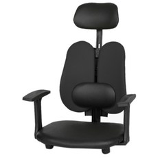 체어포커스 기능성 엔젤 G07 요추형 팔걸이 헤드 좌식의자 PU 인조가죽, 다크블랙