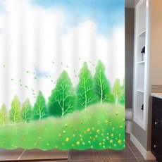 GNG捲簾式浴簾 休閒林 180 x 180 cm, 1個