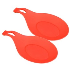 블럭마트 주방 실리콘 국자받침, 레드, 2개