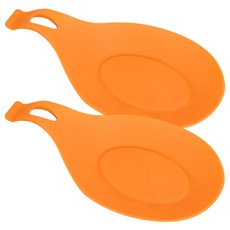 블럭마트 주방 실리콘 국자받침, 오렌지, 2개