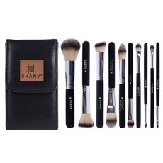 샤니 프로 에센셜 브러쉬 10p + 파우치 세트, 블랙, 1개