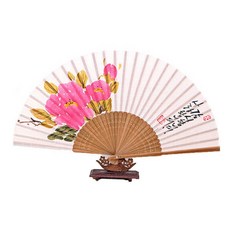 傳統紙扇 牡丹圖案, 1個