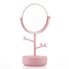 Keurebaseu 收納盒式雙面桌鏡, 粉色的