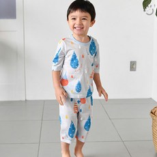 메이키즈 아동용 빗방울 쟈가드 7부 실내복 상하의 세트