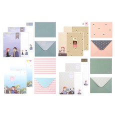 플라잉웨일즈 빨강머리앤 편지지 4종 A세트, 비긴어게인, 앤여기봐, 티타임, 책상앞에서, 1세트