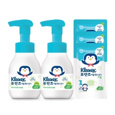 크리넥스 프렌즈 버블 핸드워시 250ml 2p + 리필 200ml 3p, 그린향, 1세트