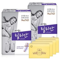 릴리안 슈퍼롱 오버나이트 14p 2팩 + 핸디포켓 티슈 15p 4팩, 1세트