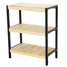 Walled Garden Bonstory 鋼實木擱板 3 層 500 毫米, 木色 黑色