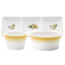 행남자기 플로르 반상기 1인용, 1세트, 공기 + 대접 + 3구 나눔찬기