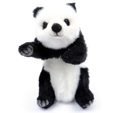 HANSA TOY 動物娃娃 5808 熊貓7 坐姿熊貓, 18cm, 黑色