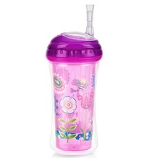 누비 클릭잇 보냉 플렉시 빨대컵 10187, 플라워 (핑크), 1개