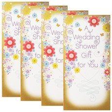 홀마크 웨딩 결혼 축하 머니카드, 4개입, 꽃 W2225