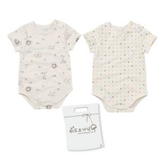 withorganic 夏季舒適印花短袖包屁衣 2入+購物袋