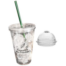 TEASCAFE 雙層冰霸杯 + 圓頂蓋 + 吸管 隨機出貨, 嘴淨時刻黑色logo, 530ml, 1個